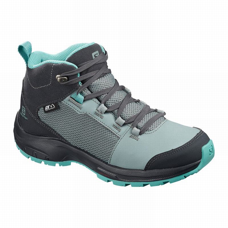 Zapatillas Trekking Salomon Niños Verde / Negras - Salomon Argentina OUTWARD CLIMASALOMON™ IMPERMEAB